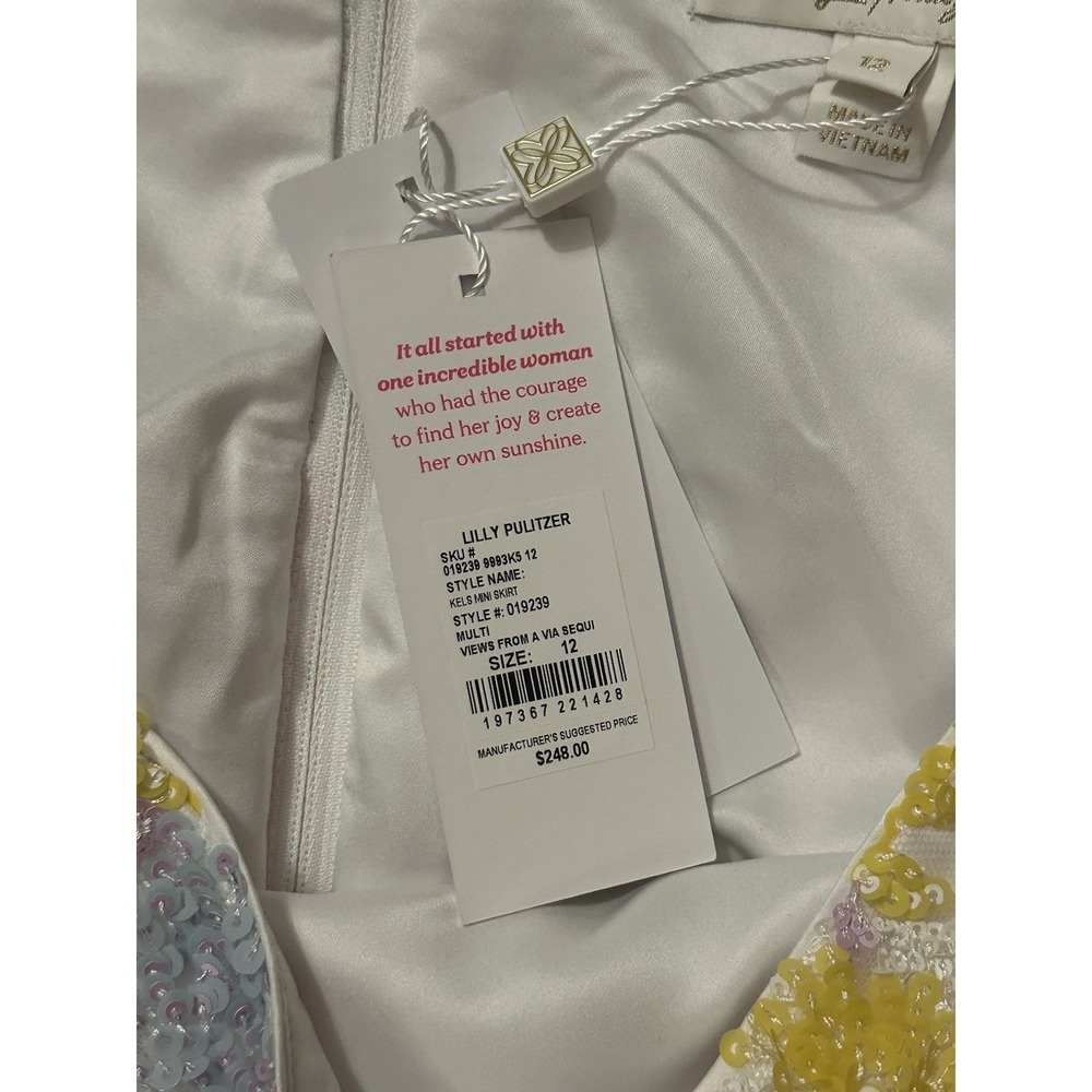 Lilly Pulitzer Kels Sequin Mini Skirt Multi Views from a Via Floral Sz 12 NEW - Picture 9 of 14